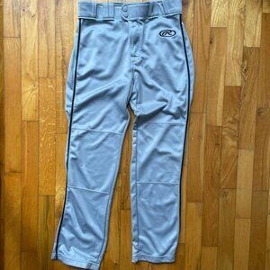 Rawlings Launch Series Full Length Baseball Pants, light gray, black piping, YXL